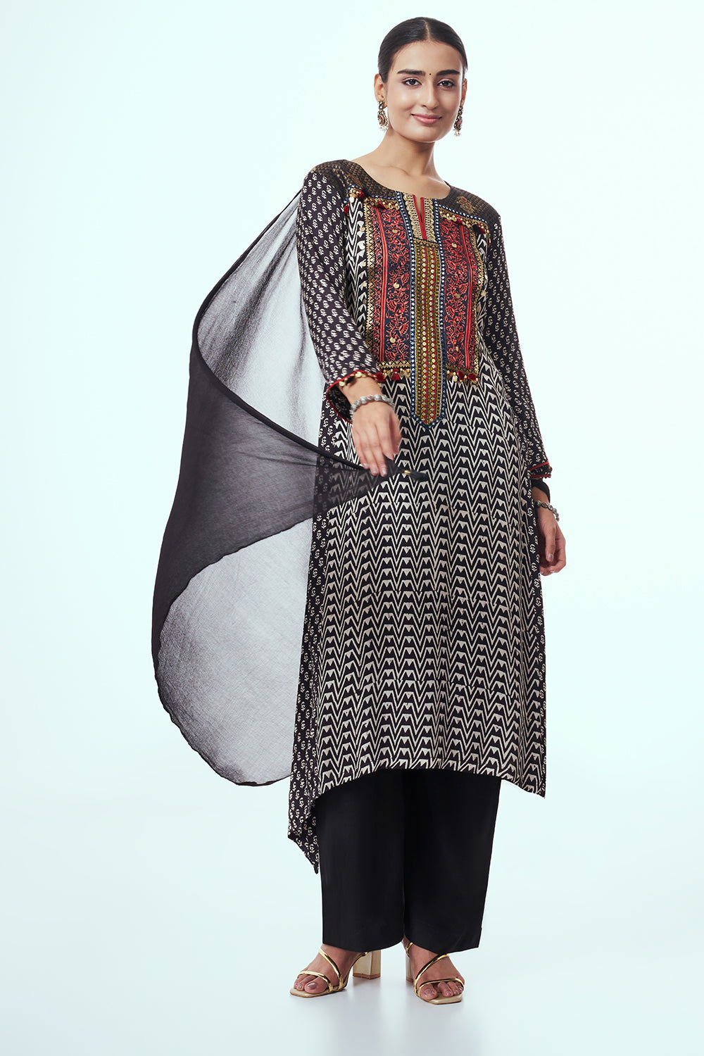 Black Modal Indo Western with Coin Detailing