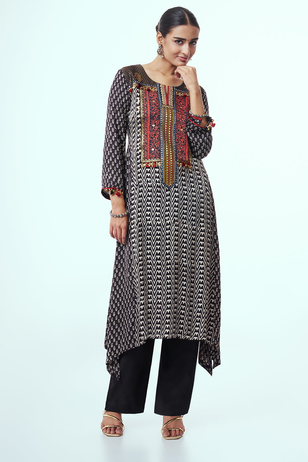 Black Modal Indo Western with Coin Detailing