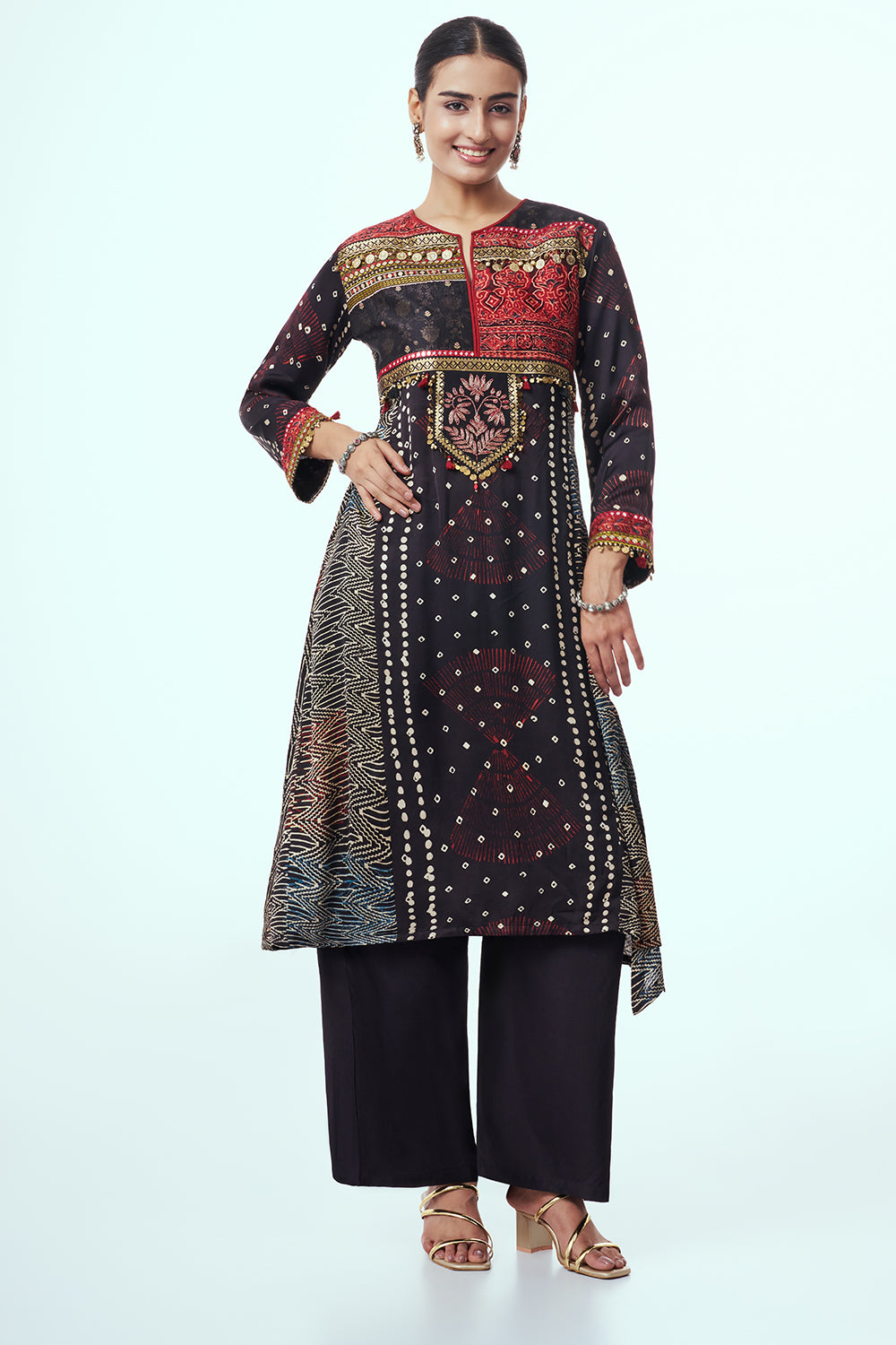 Black Modal Indo Western with Mirror Work