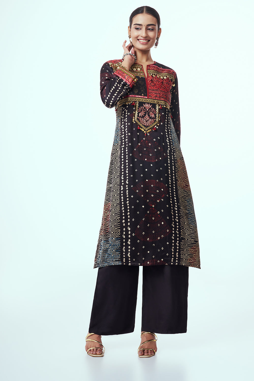 Black Modal Indo Western with Mirror Work