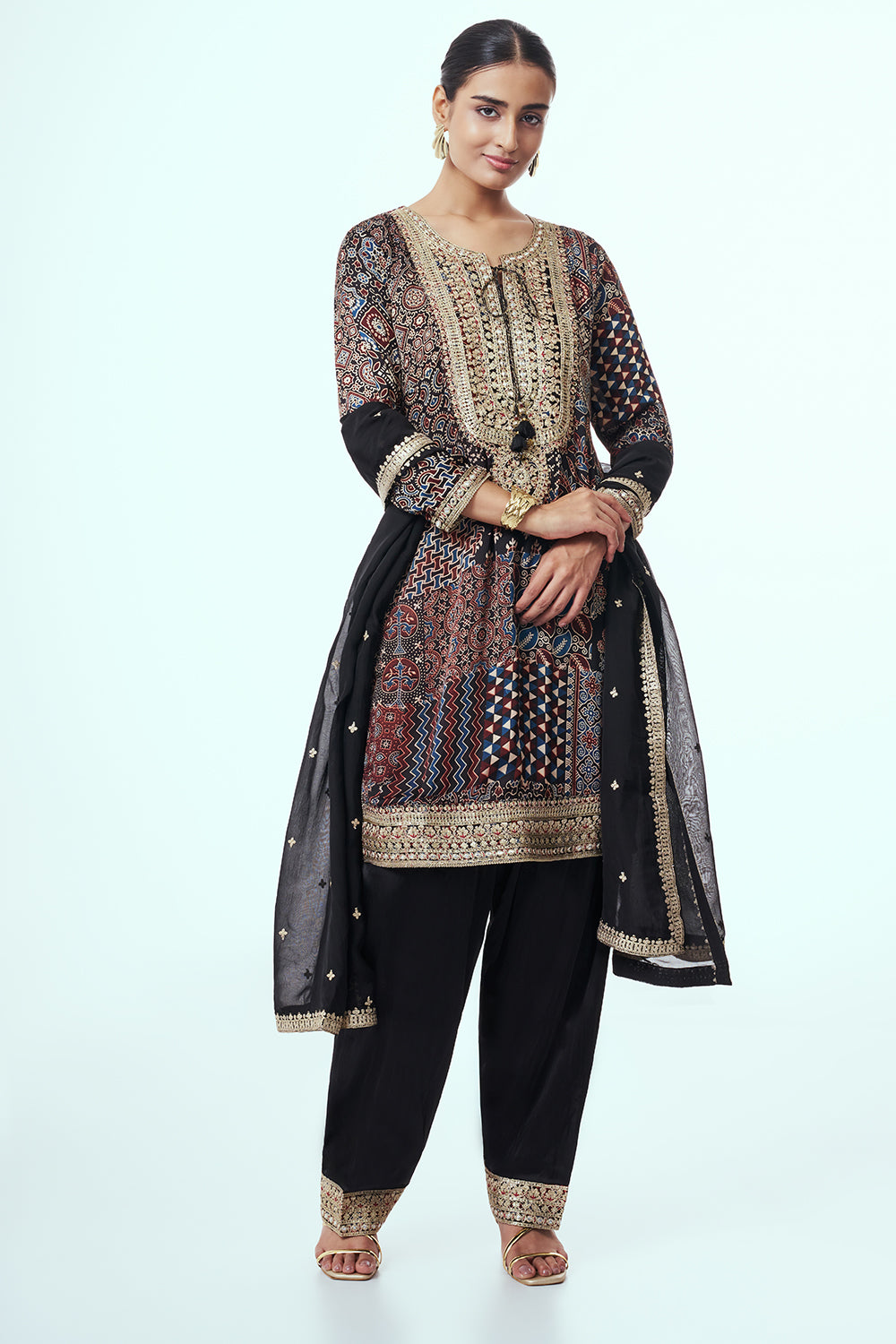 Black Modal Indo Western with Sequin Work