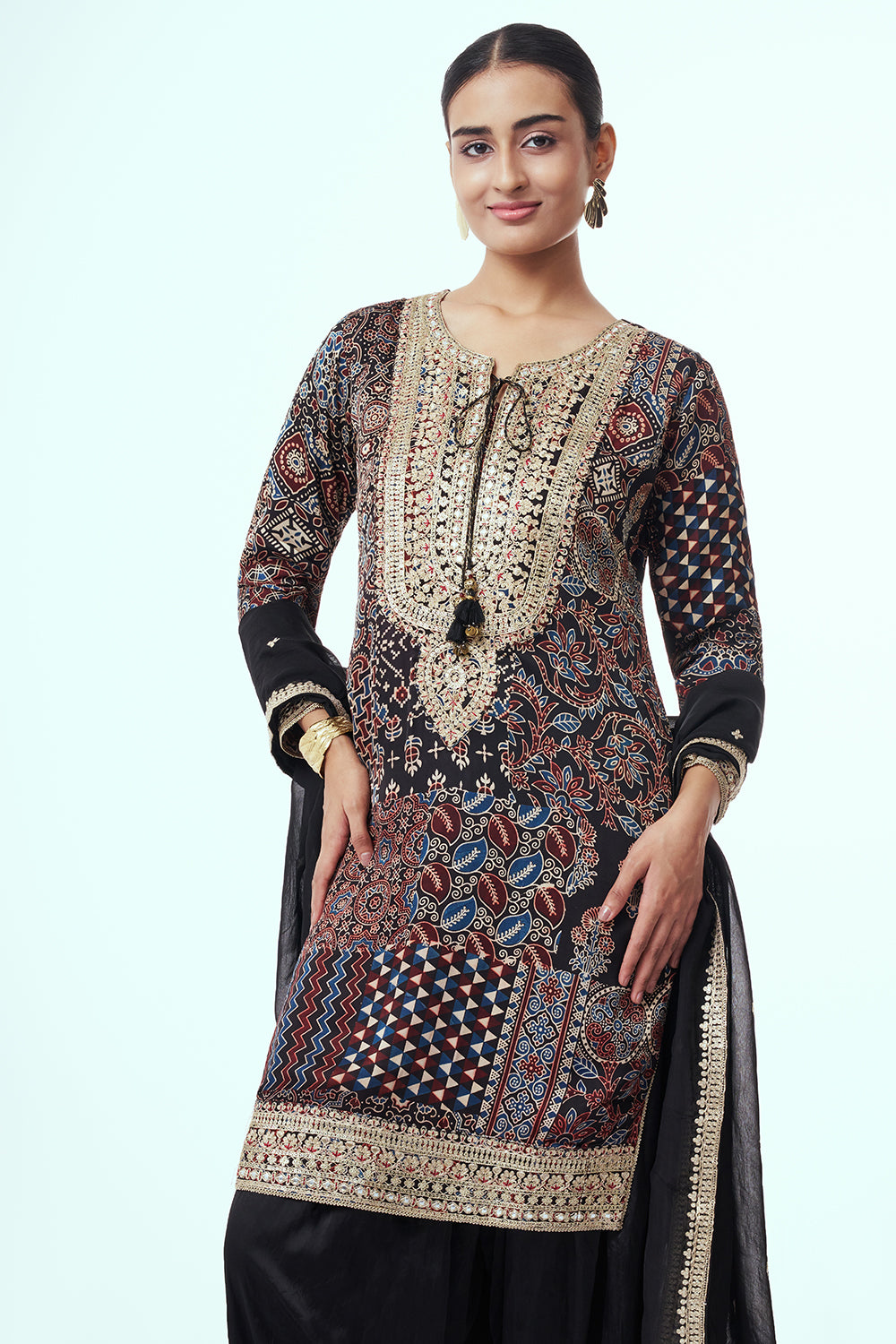 Black Modal Indo Western with Sequin Work