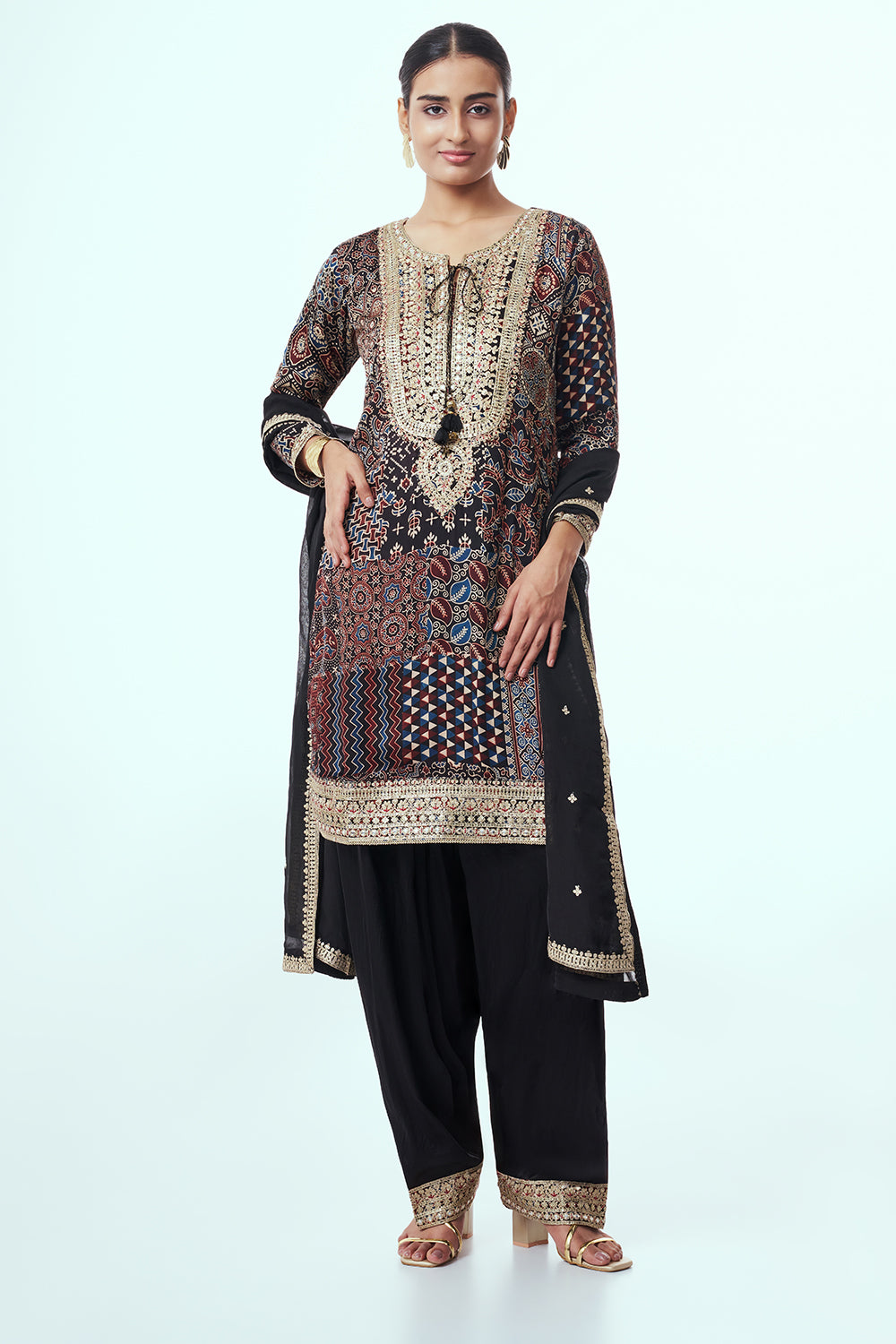 Black Modal Indo Western with Sequin Work