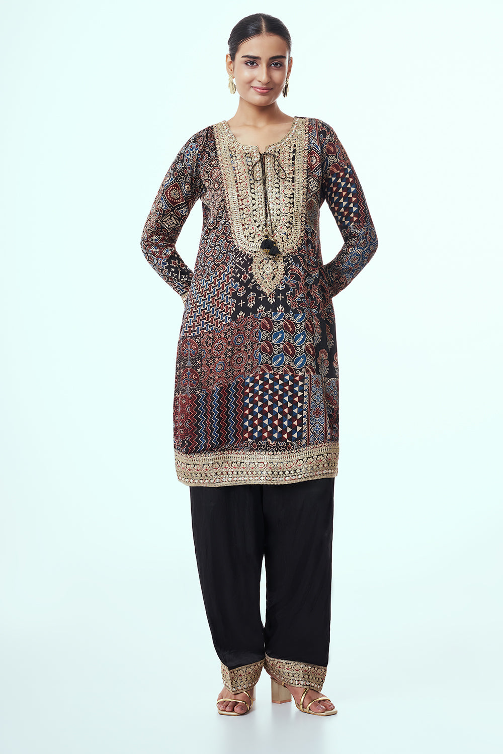 Black Modal Indo Western with Sequin Work