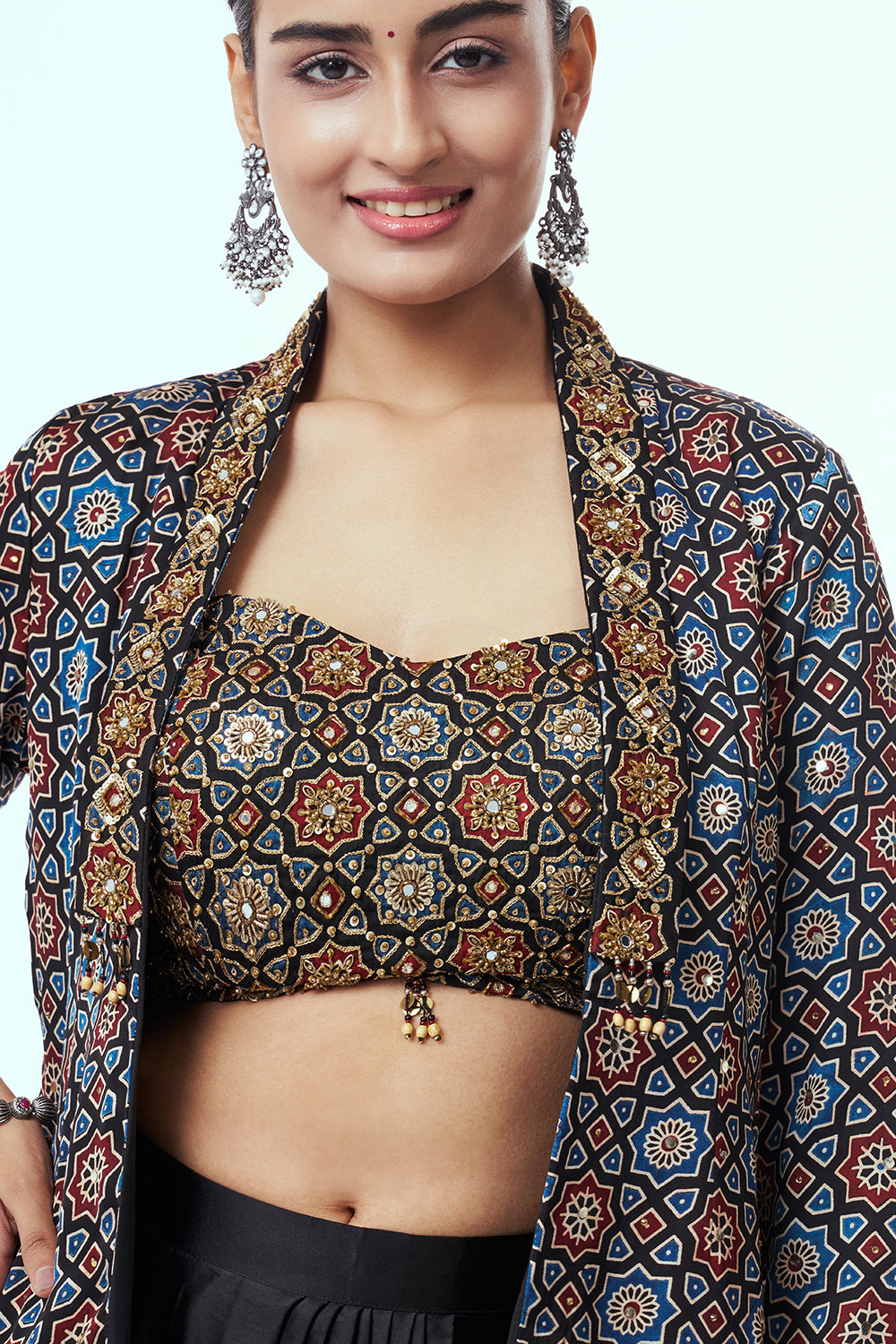 Black Modal Indo Western with Zardozi Work
