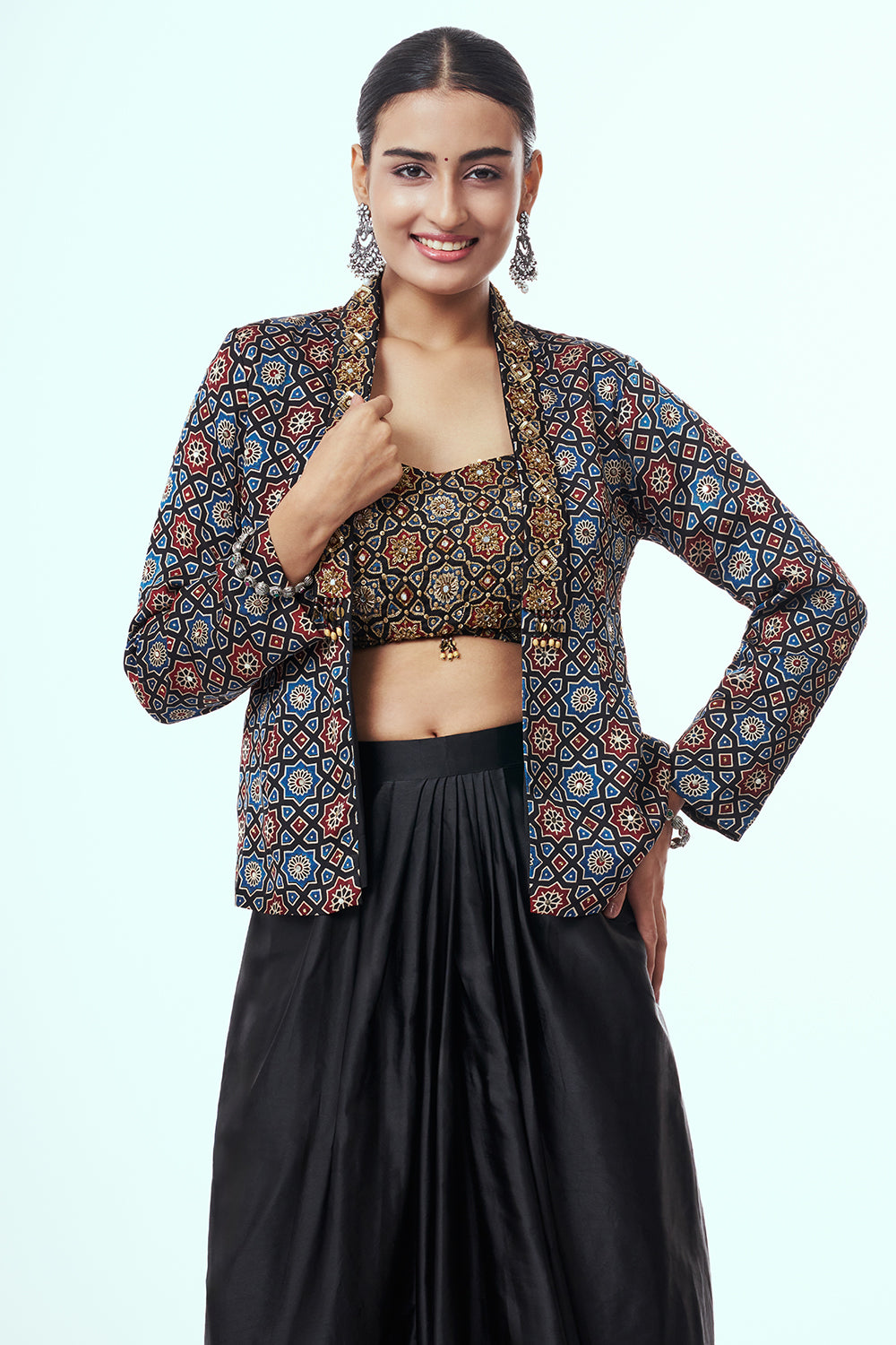 Black Modal Indo Western with Zardozi Work