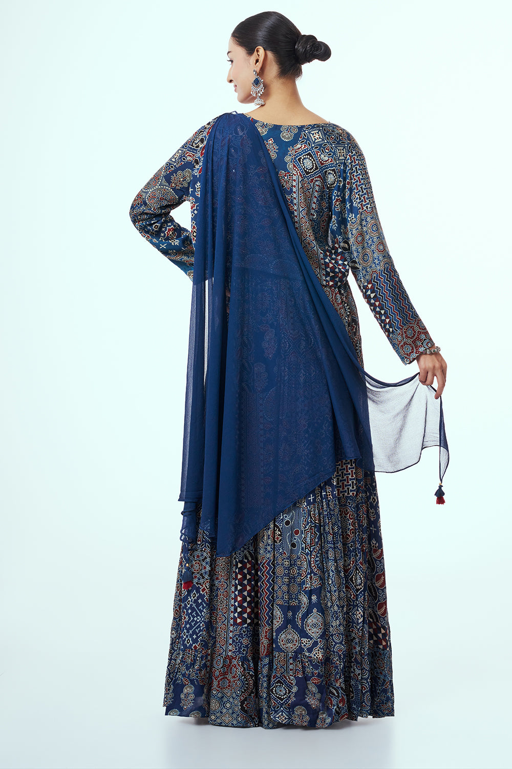 Blue Modal Indo-Western Dress with Cutdana Work
