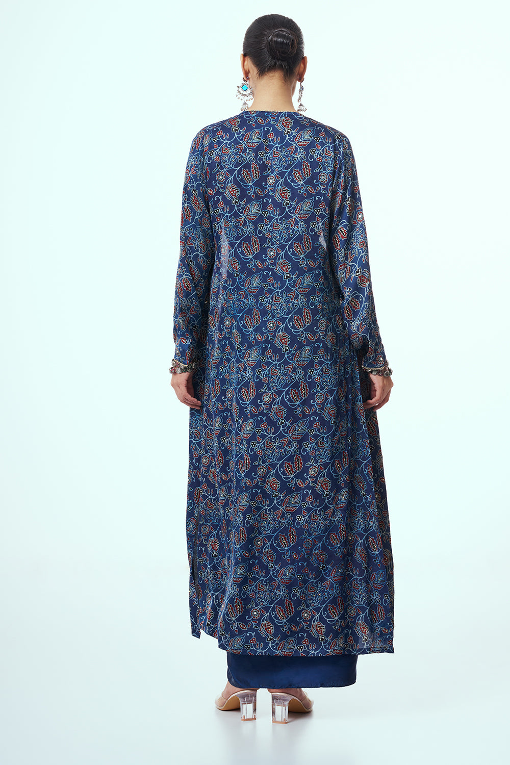 Blue Modal Indo-Western Set with Mirror Work
