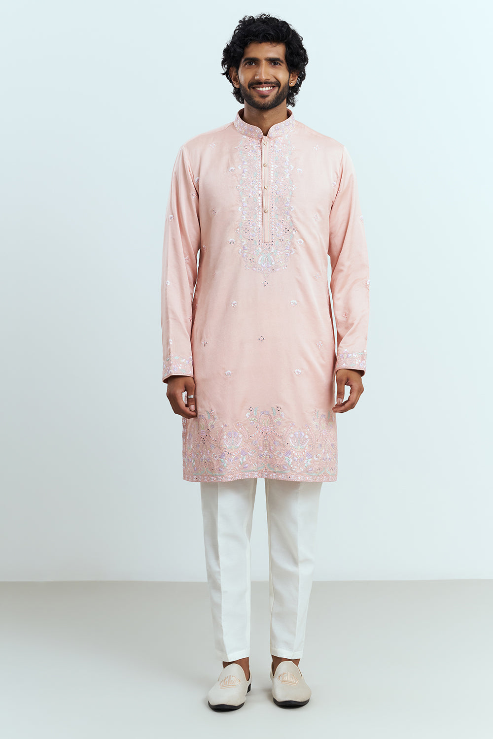 Blush Pink Embroidered Men's Kurta Set