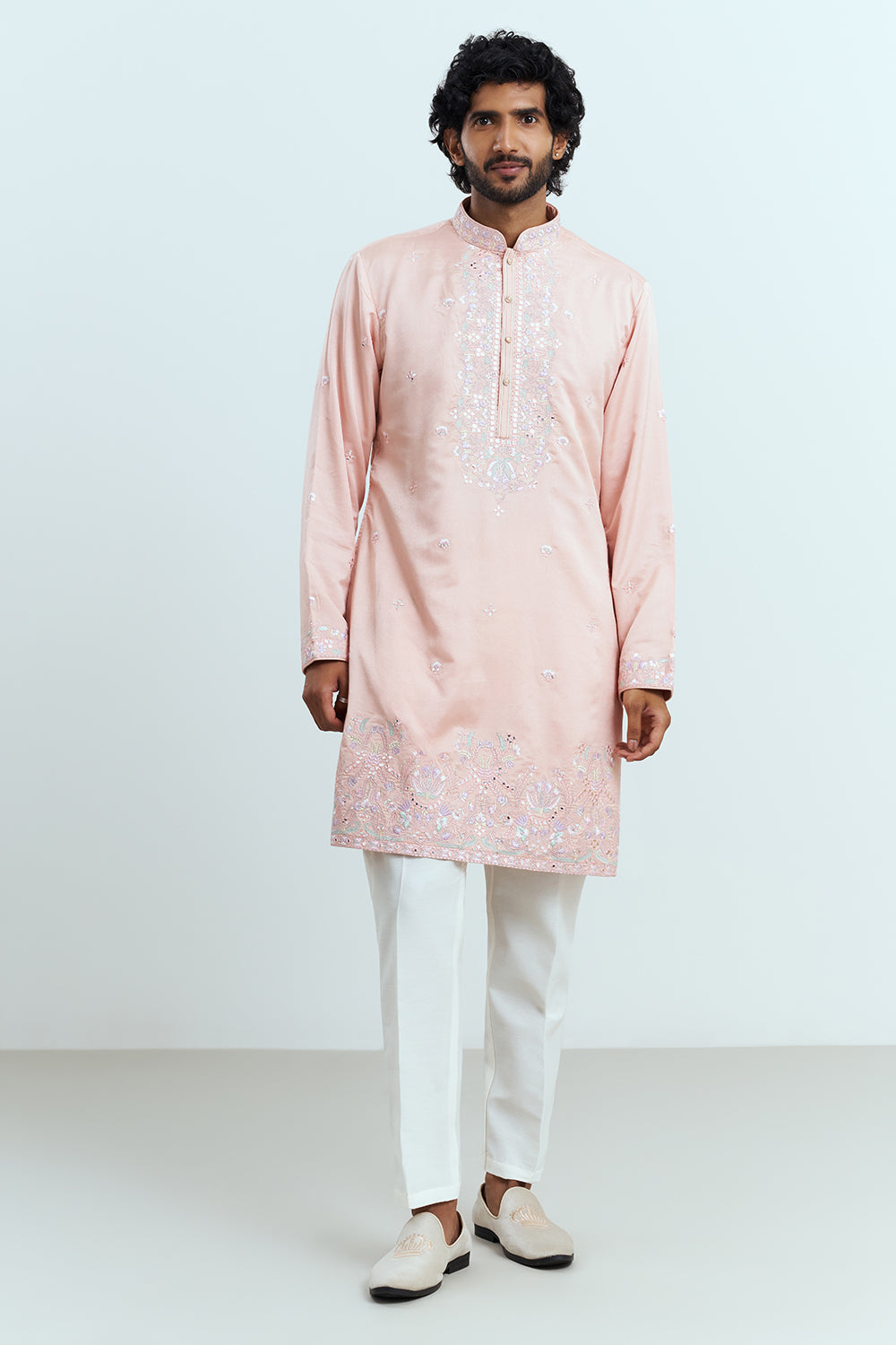 Blush Pink Embroidered Men's Kurta Set