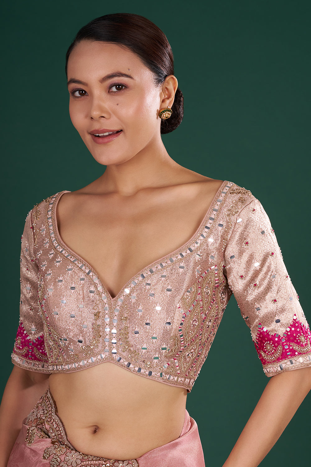 Blush Pink Shimmer Tissue Saree and Unstitched Blouse