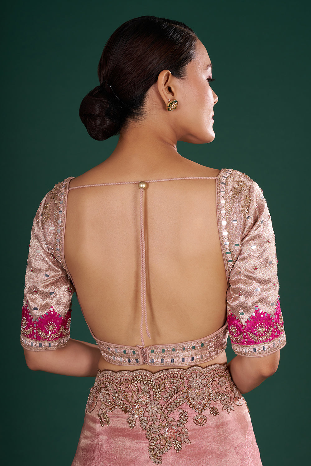 Blush Pink Shimmer Tissue Saree and Unstitched Blouse