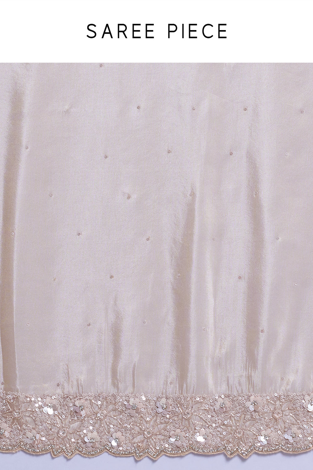 Blush Pink Shimmer Organza Saree with Scalloped Floral Border