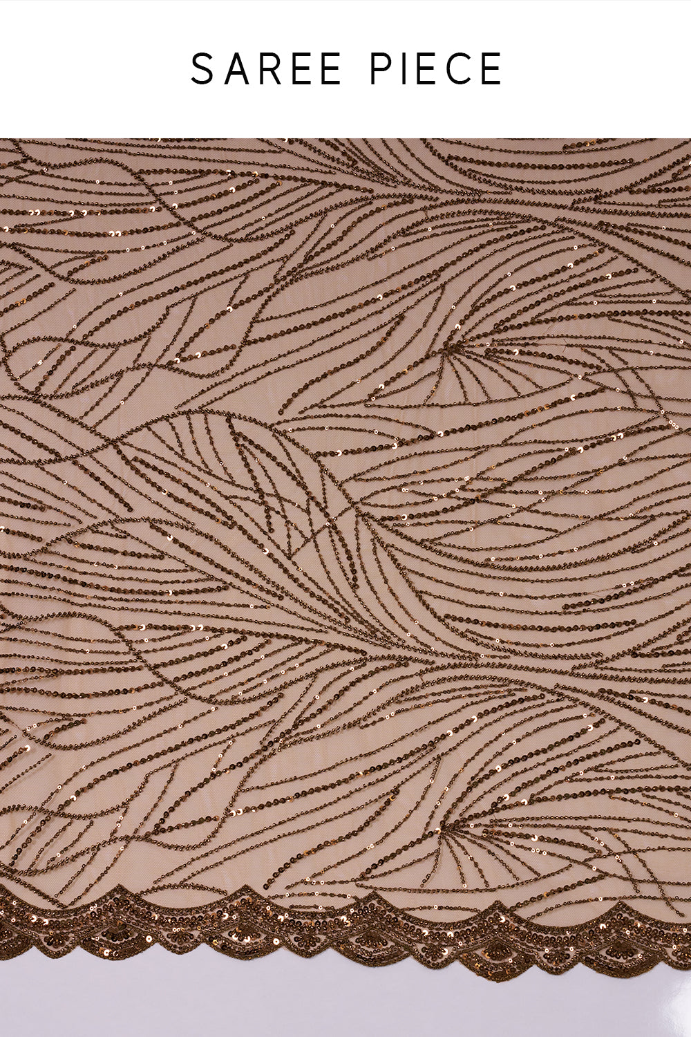 Bronze Embroidered Net Saree with Sequin & Cut Dana Hand Work