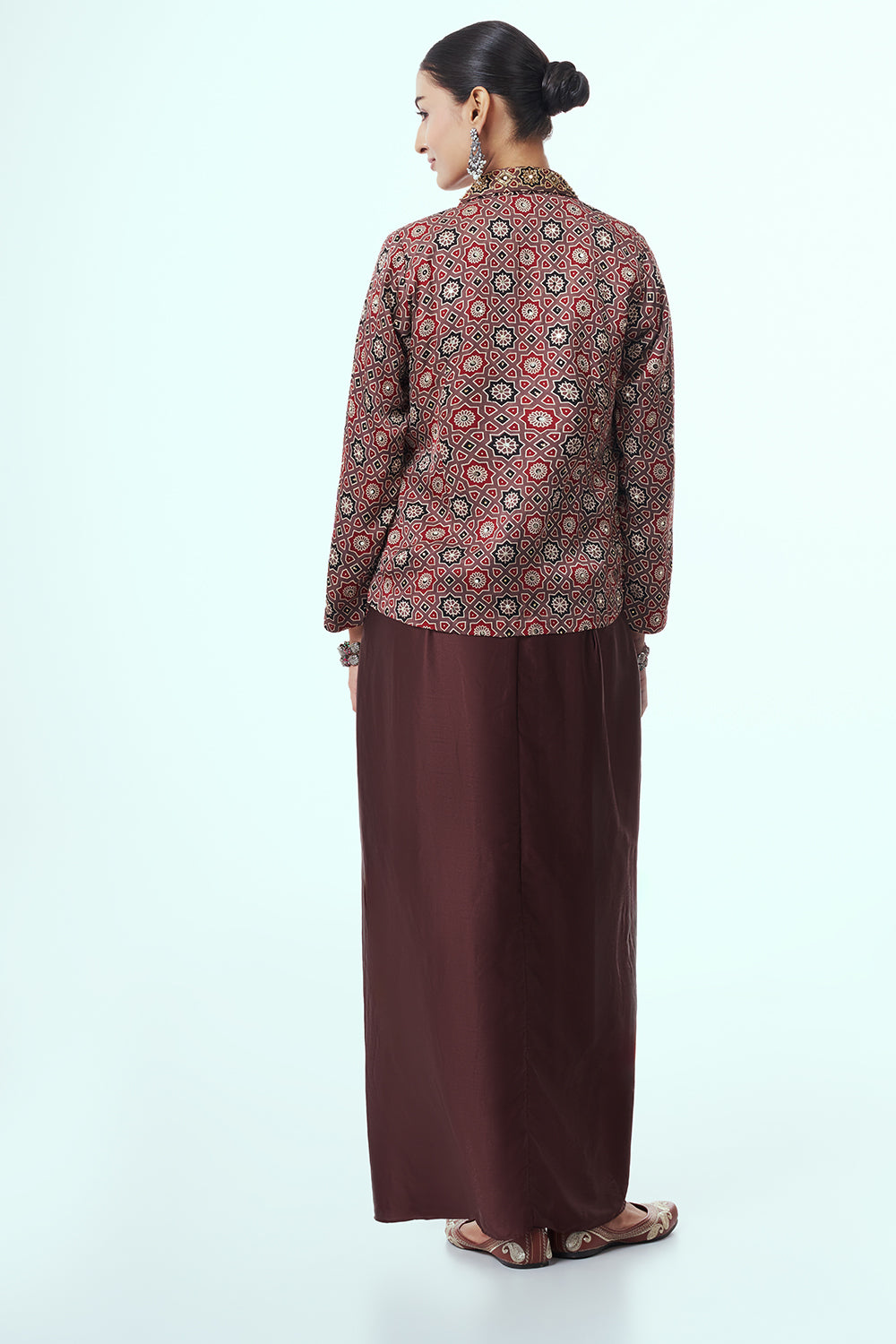 Brown Modal Indo-Western Set with Mirror Work