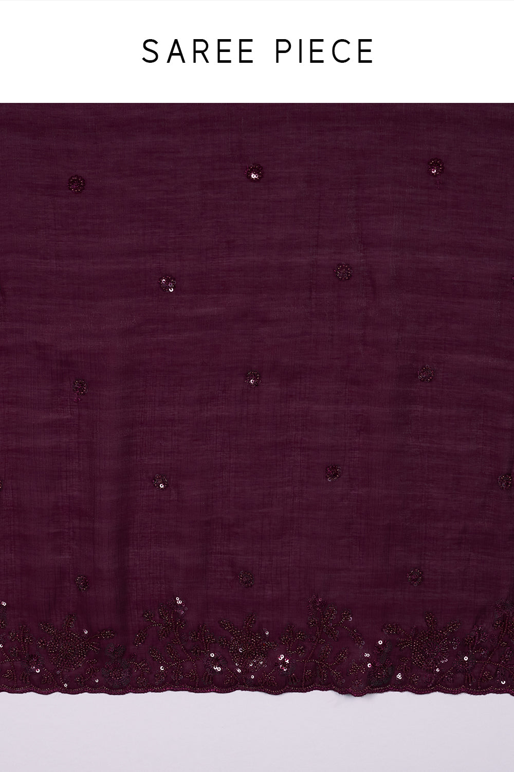 Deep Wine Shimmer Crush Jimmy Choo Saree with Bead Embroidery and Unstitched Blouse