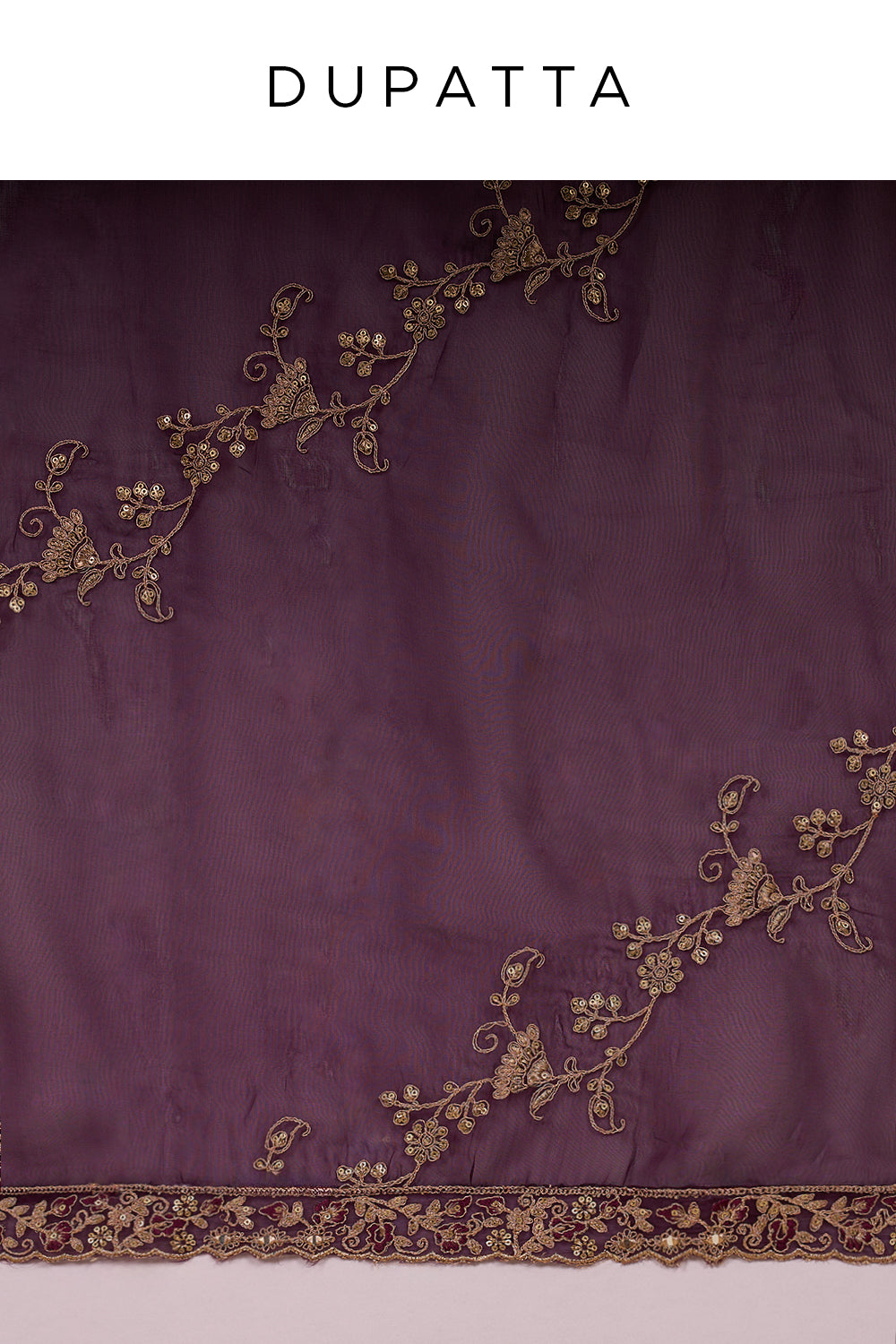 Deep Wine Banarasi Silk Lehenga Set with Zari Work