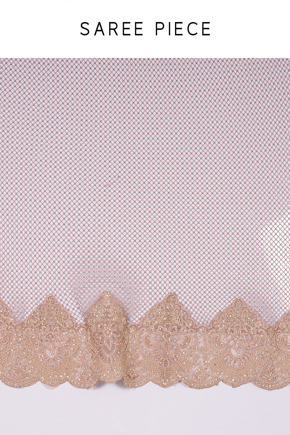 Dusty Gold & Mauve Embroidered Net Saree with Resham Aari, Silver Sequin