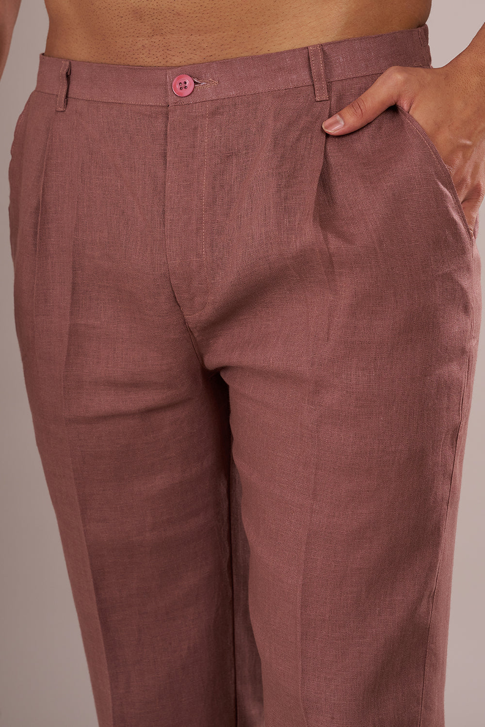 Dusty Mauve Silk Blend Men's Bundi Set with Zari Embroidery