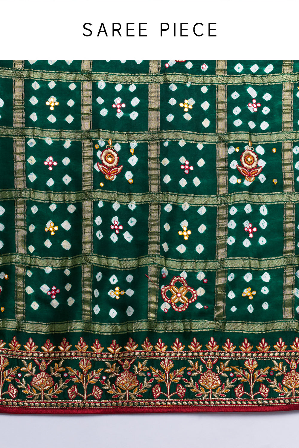 Emerald Green Bandhani Embroidered Saree