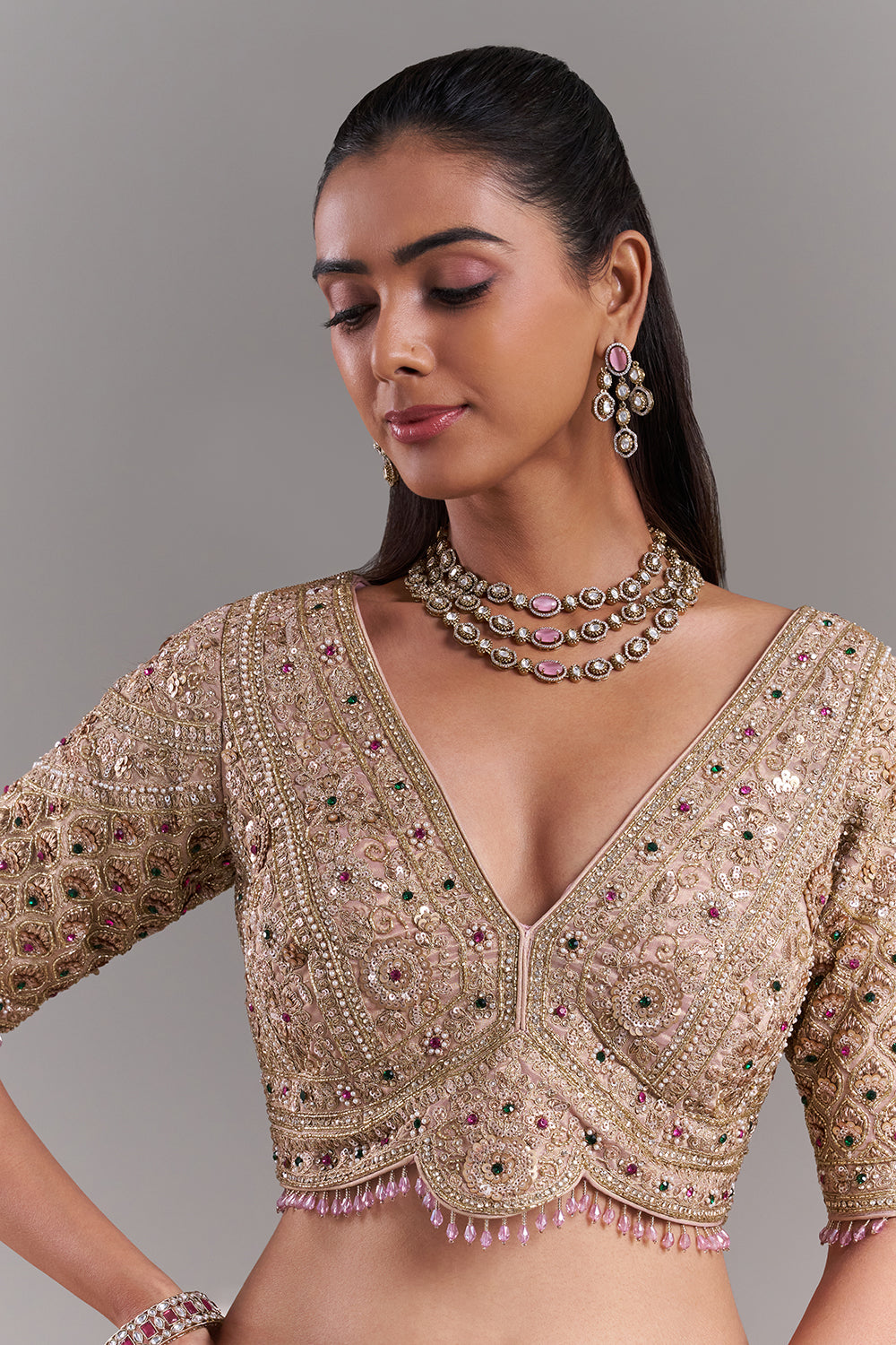 Gold Shimmer Organza Banarasi Printed Saree