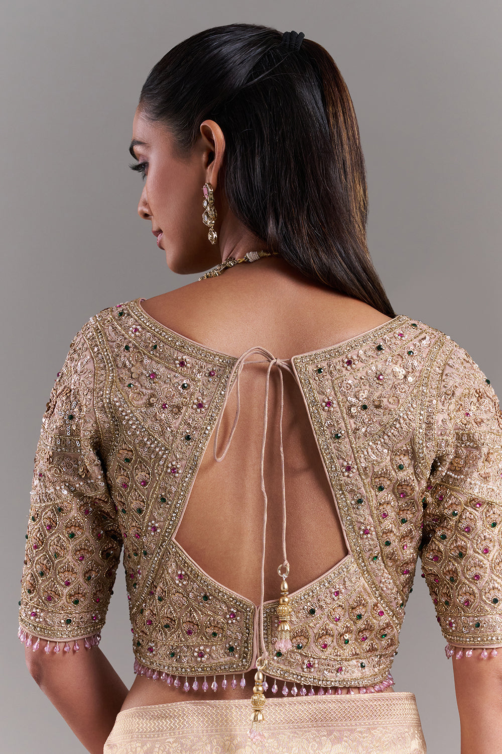 Gold Shimmer Organza Banarasi Printed Saree