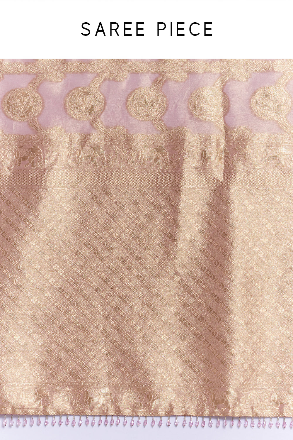 Gold Shimmer Organza Banarasi Printed Saree