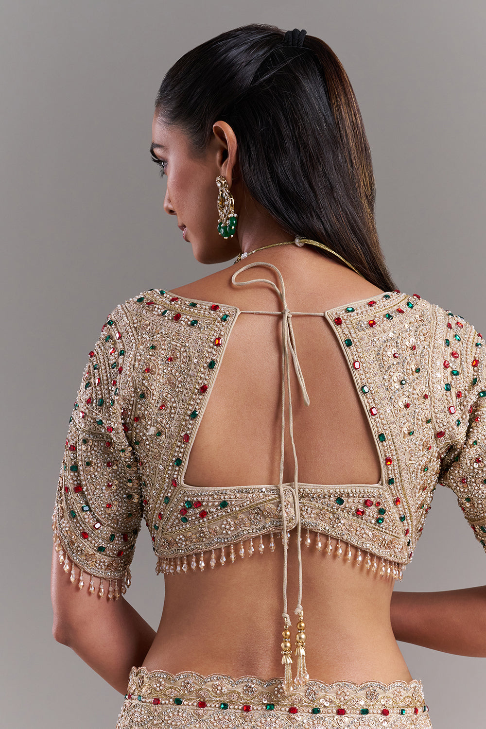 Gold Shimmer Organza Saree with Embellished Border
