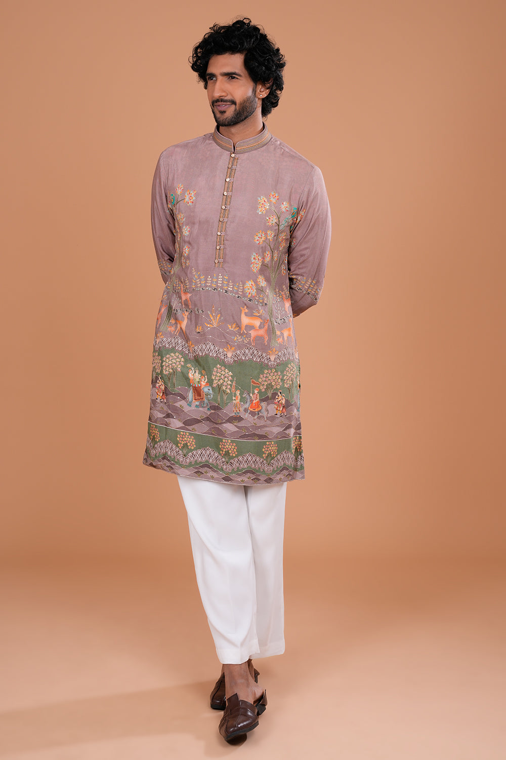 Heritage Scenic Embroidered Tissue Men's Kurta Set