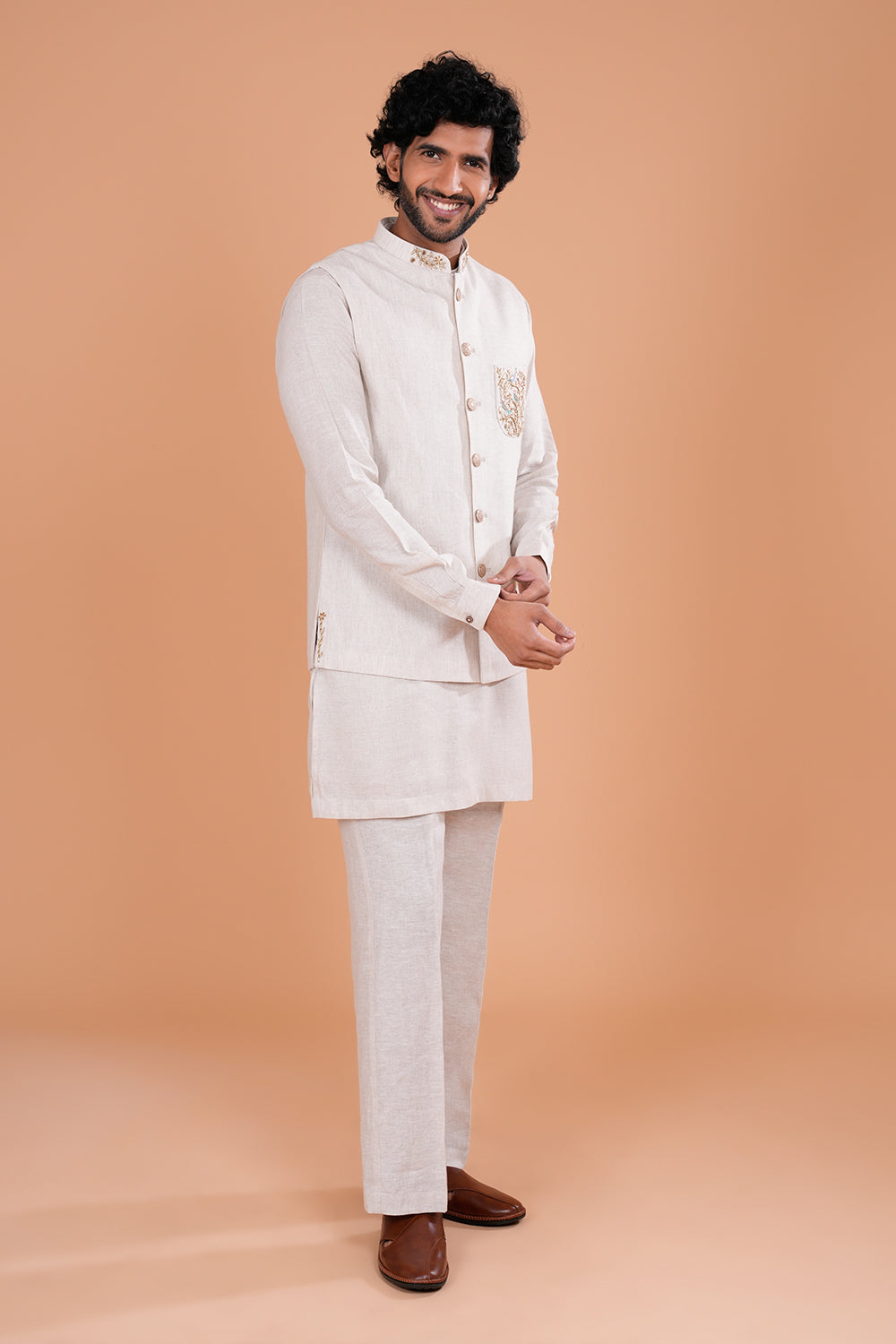 Ivory Heritage Embroidered Men's Koti Set