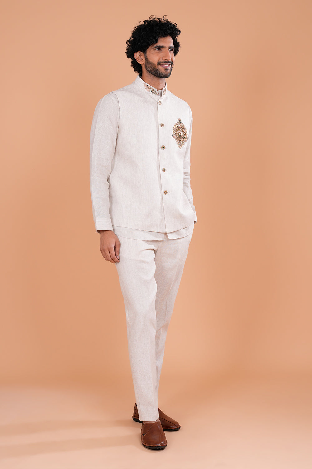 Ivory Regal Embroidered Men's Koti Set