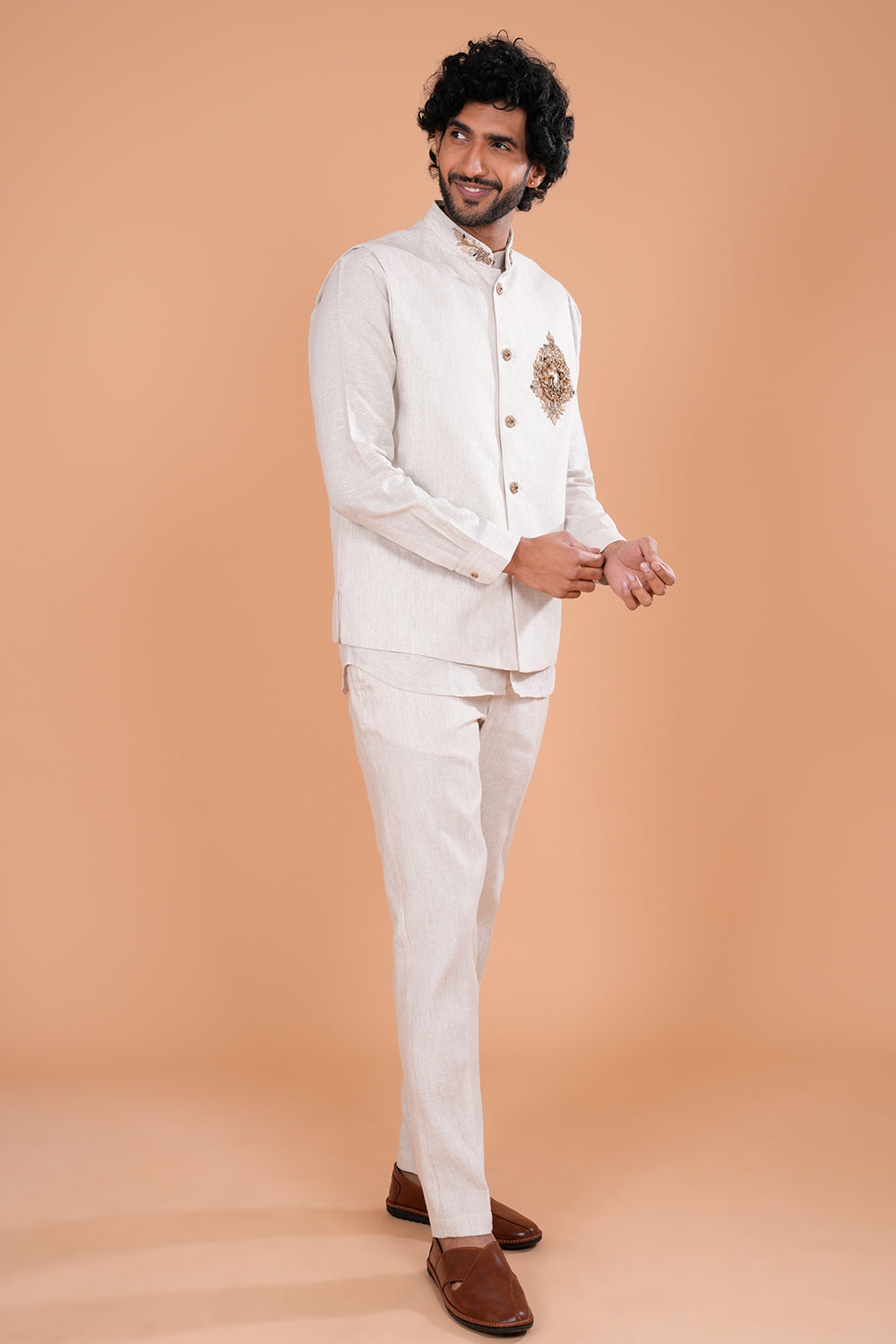 Ivory Regal Embroidered Men's Koti Set