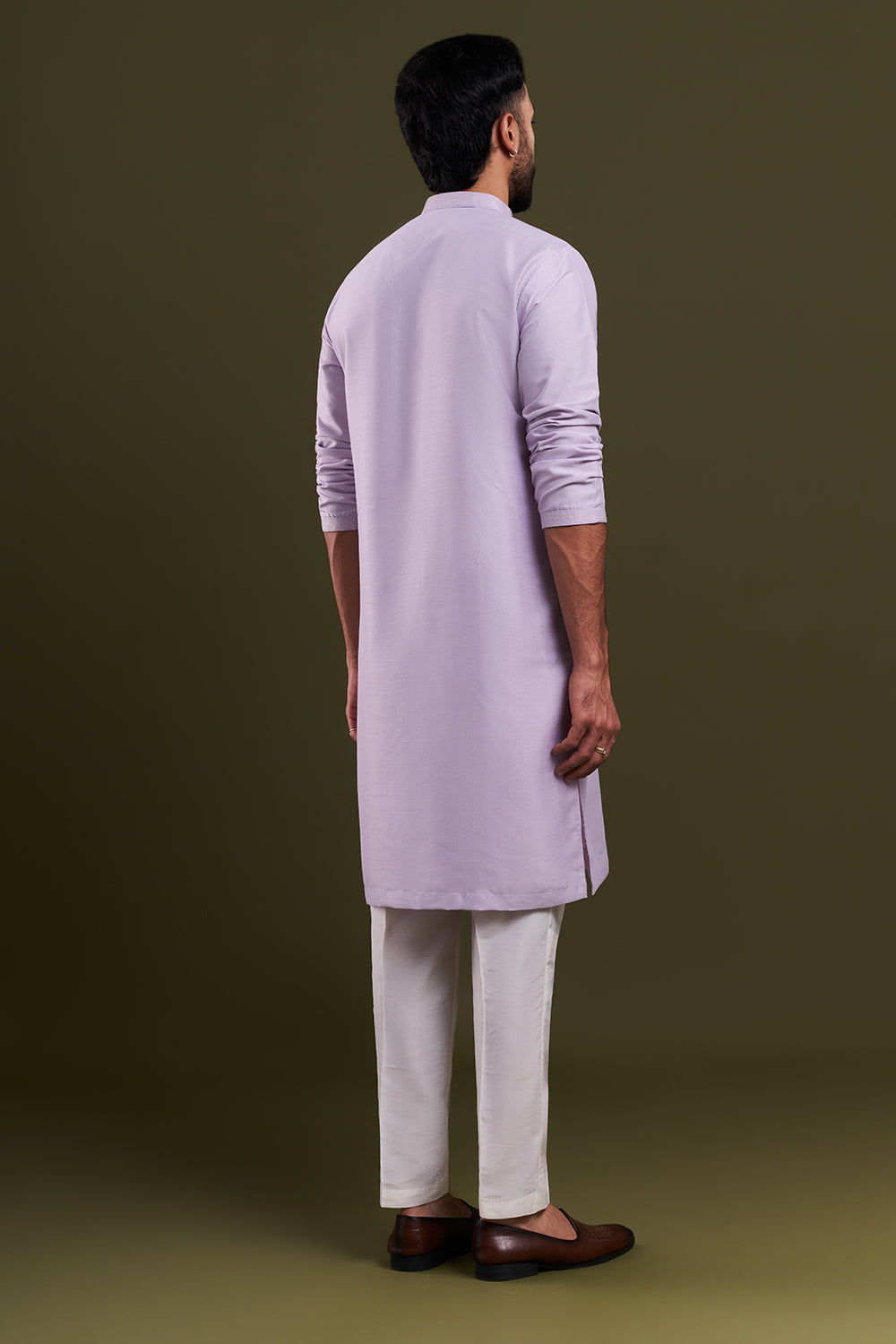 Ivory Silk Blend Embellished Men's Kurta Set