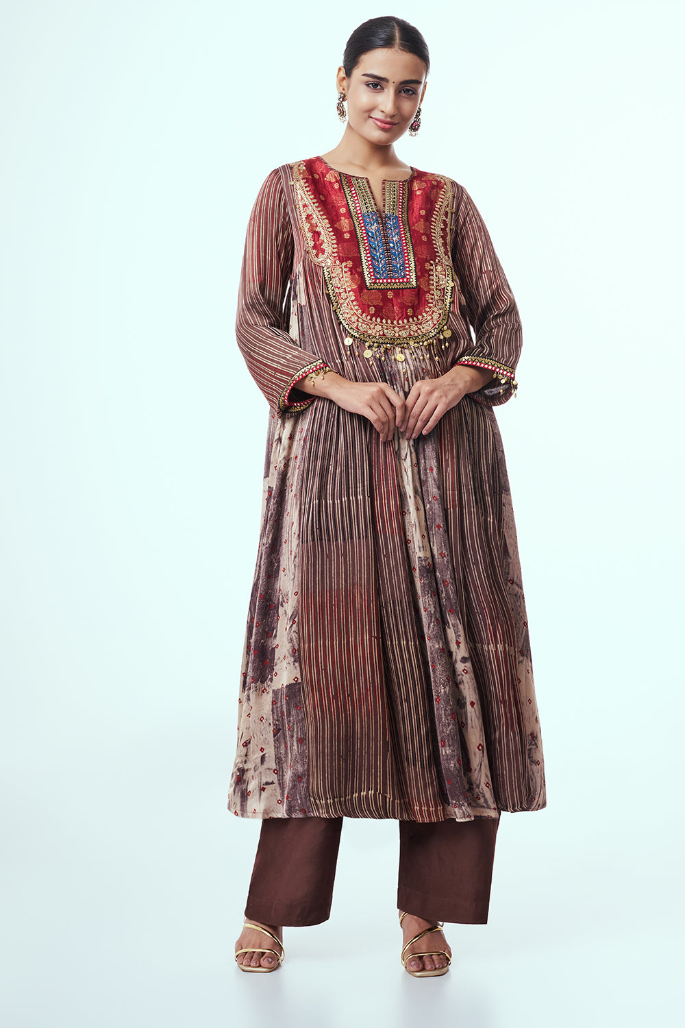 Maroon Modal Indo Western with Bead Work