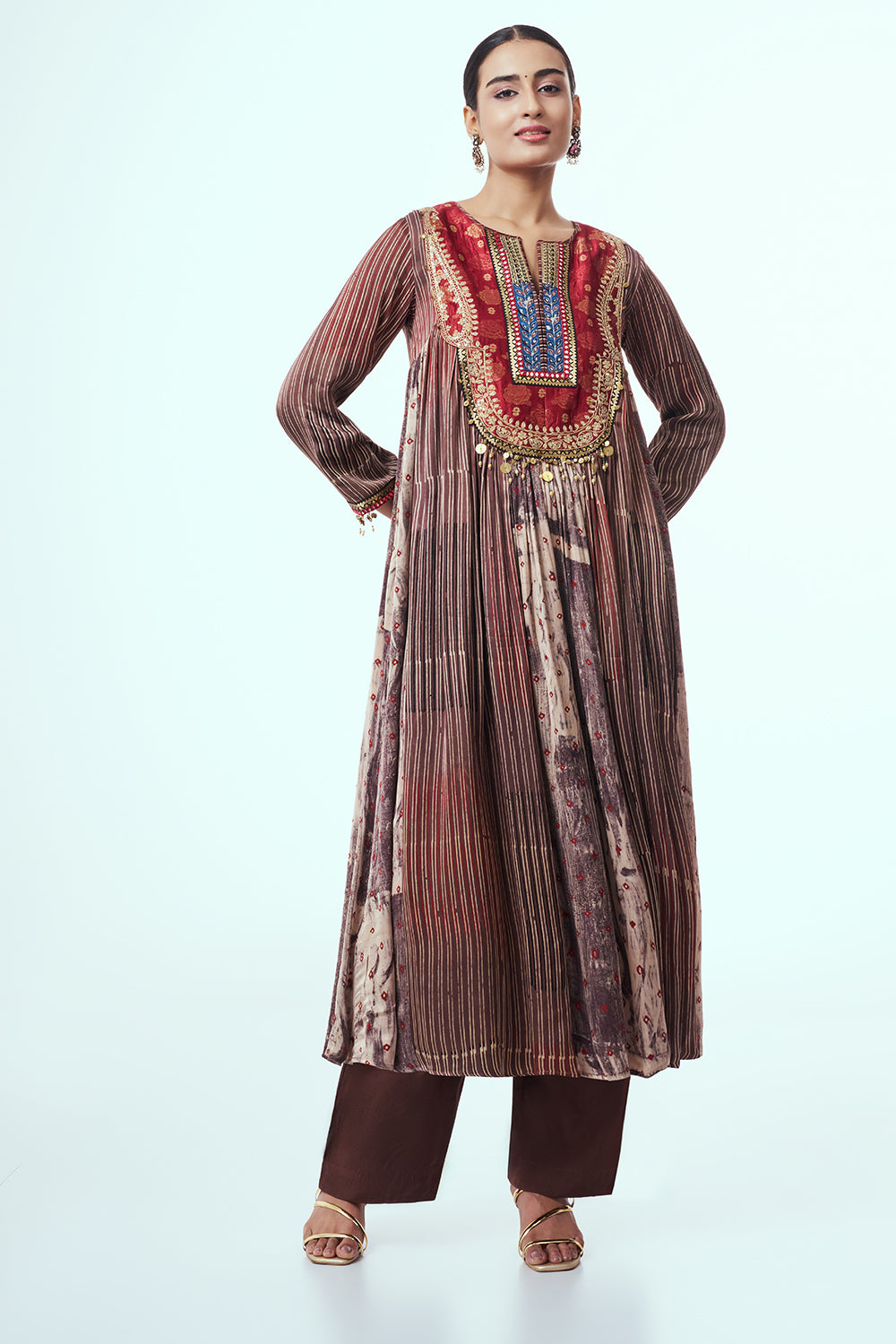 Maroon Modal Indo Western with Bead Work
