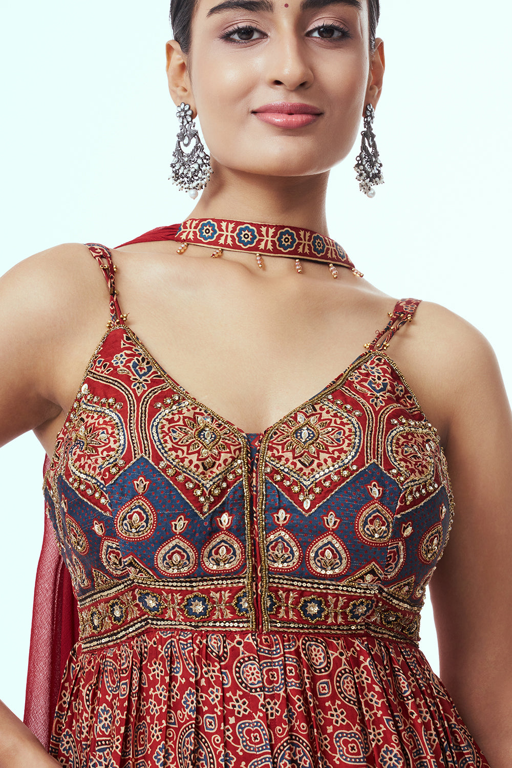 Maroon Modal Indo Western with Sequin Work