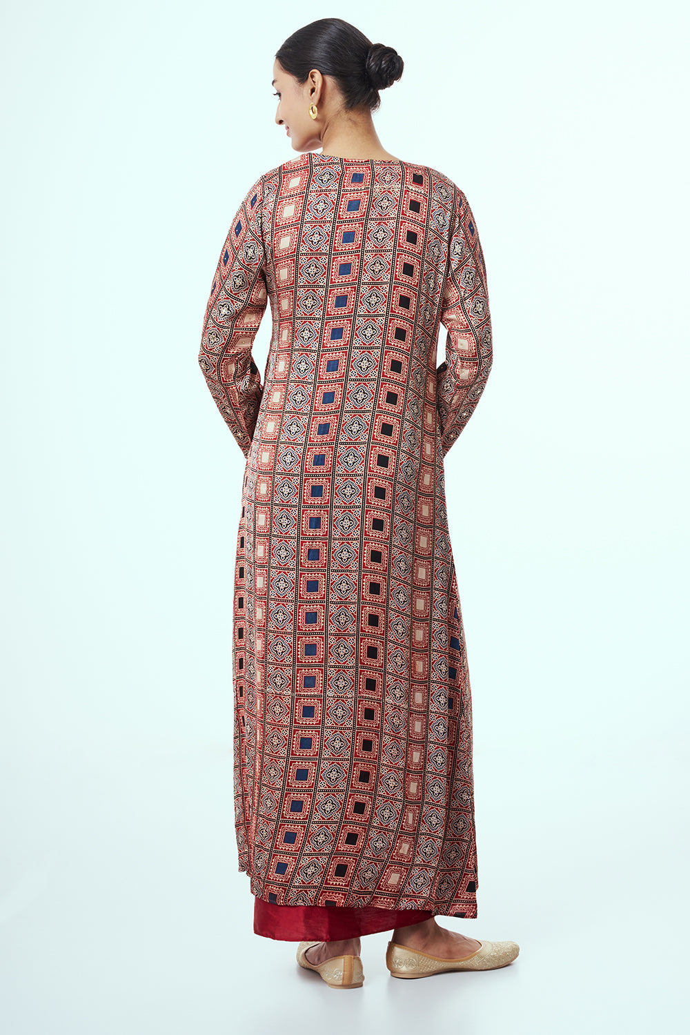 Maroon Modal Indo Western with Zari Work