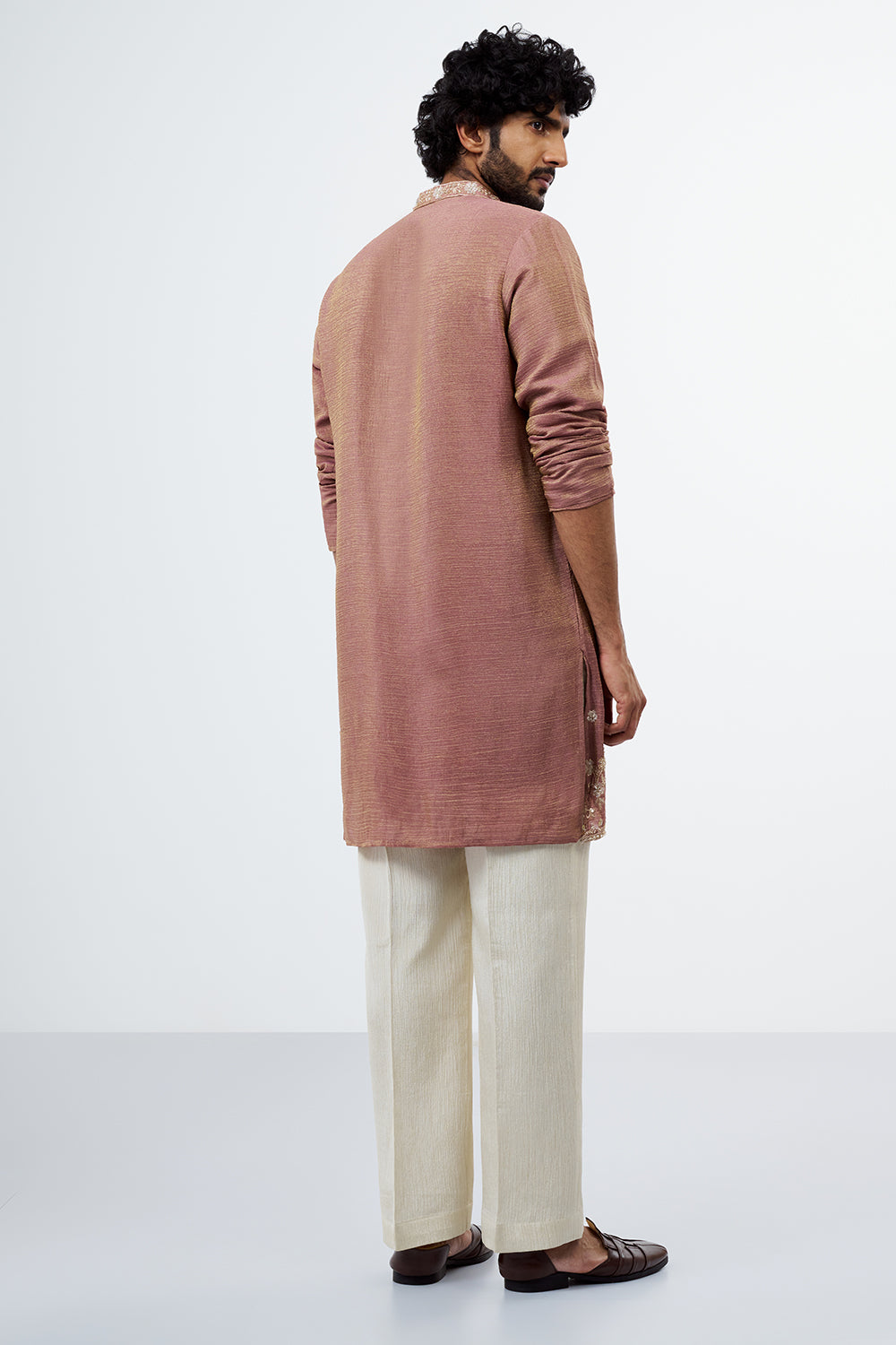 Mauve Embroidered Men's Kurta Set