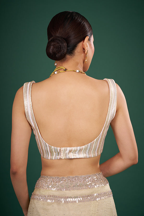 Metallic-Colored Georgette Sequin Work Blouse