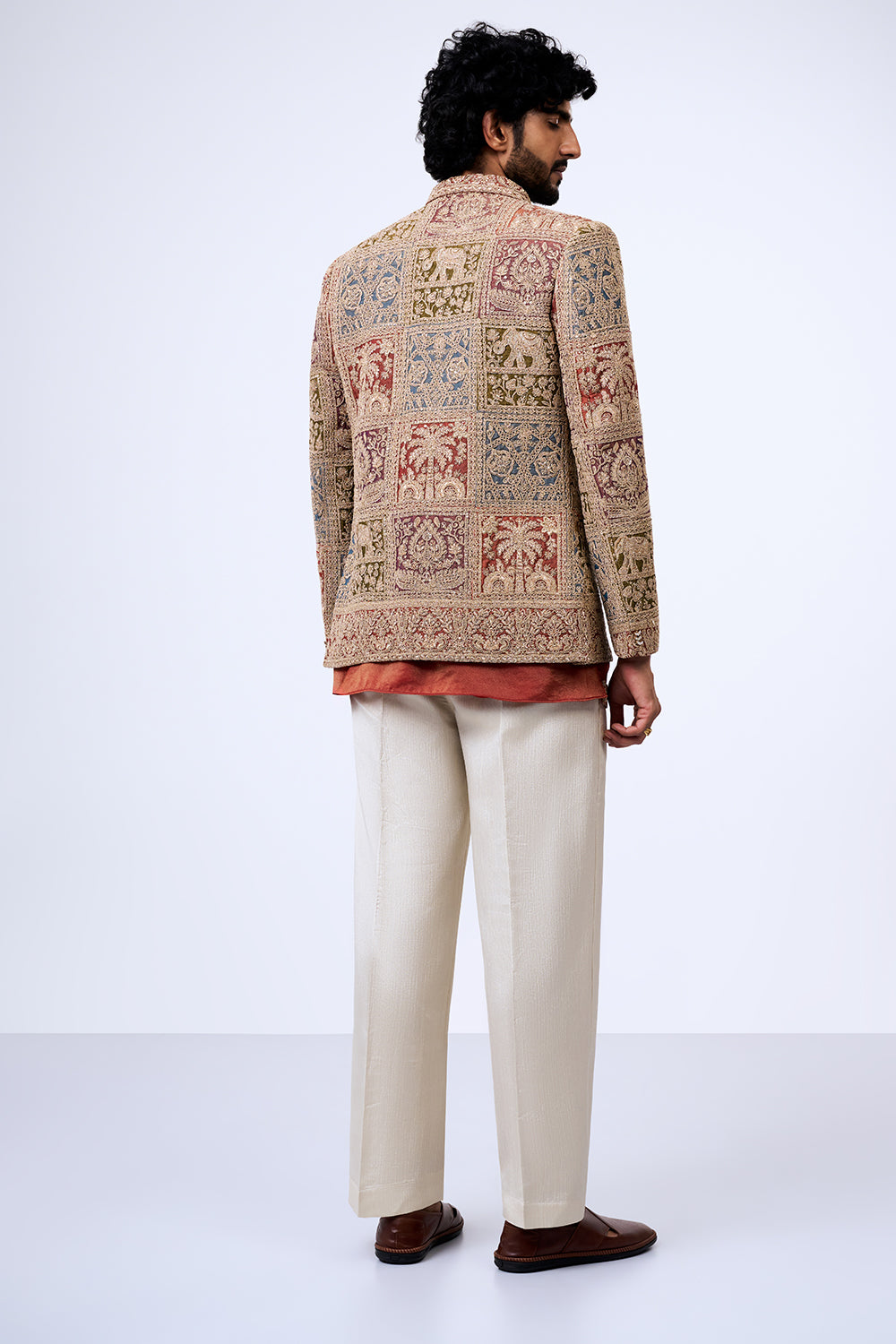 Multi Shimmer Georgette Heritage Patchwork Jacket Set