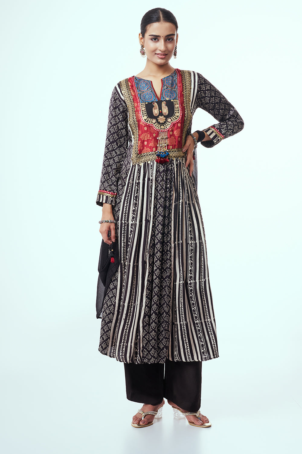 Multicolour Modal Indo Western with Mirror Work