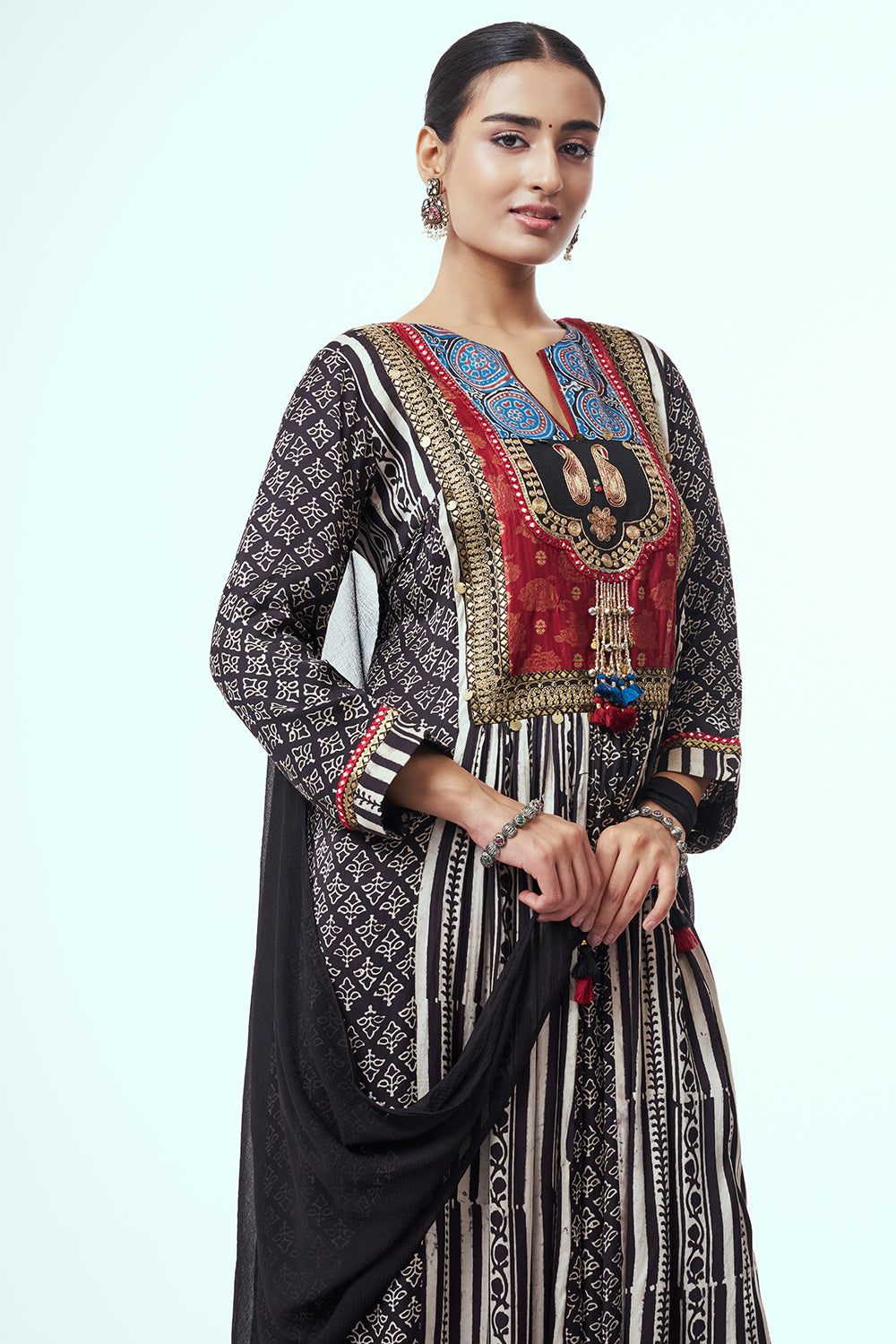Multicolour Modal Indo Western with Mirror Work