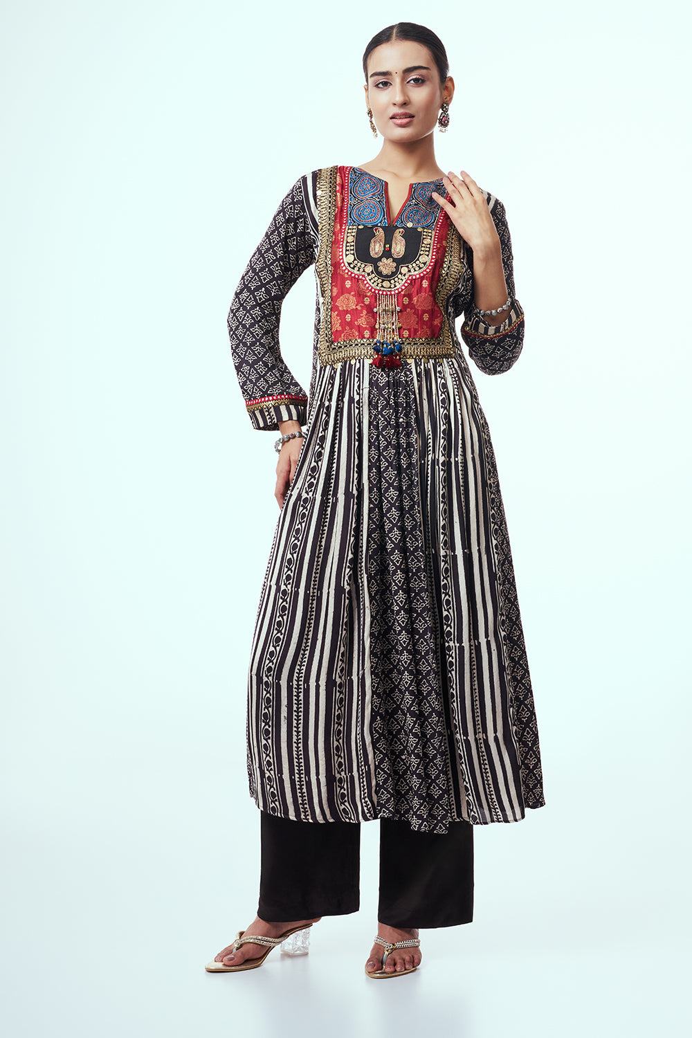 Multicolour Modal Indo Western with Mirror Work