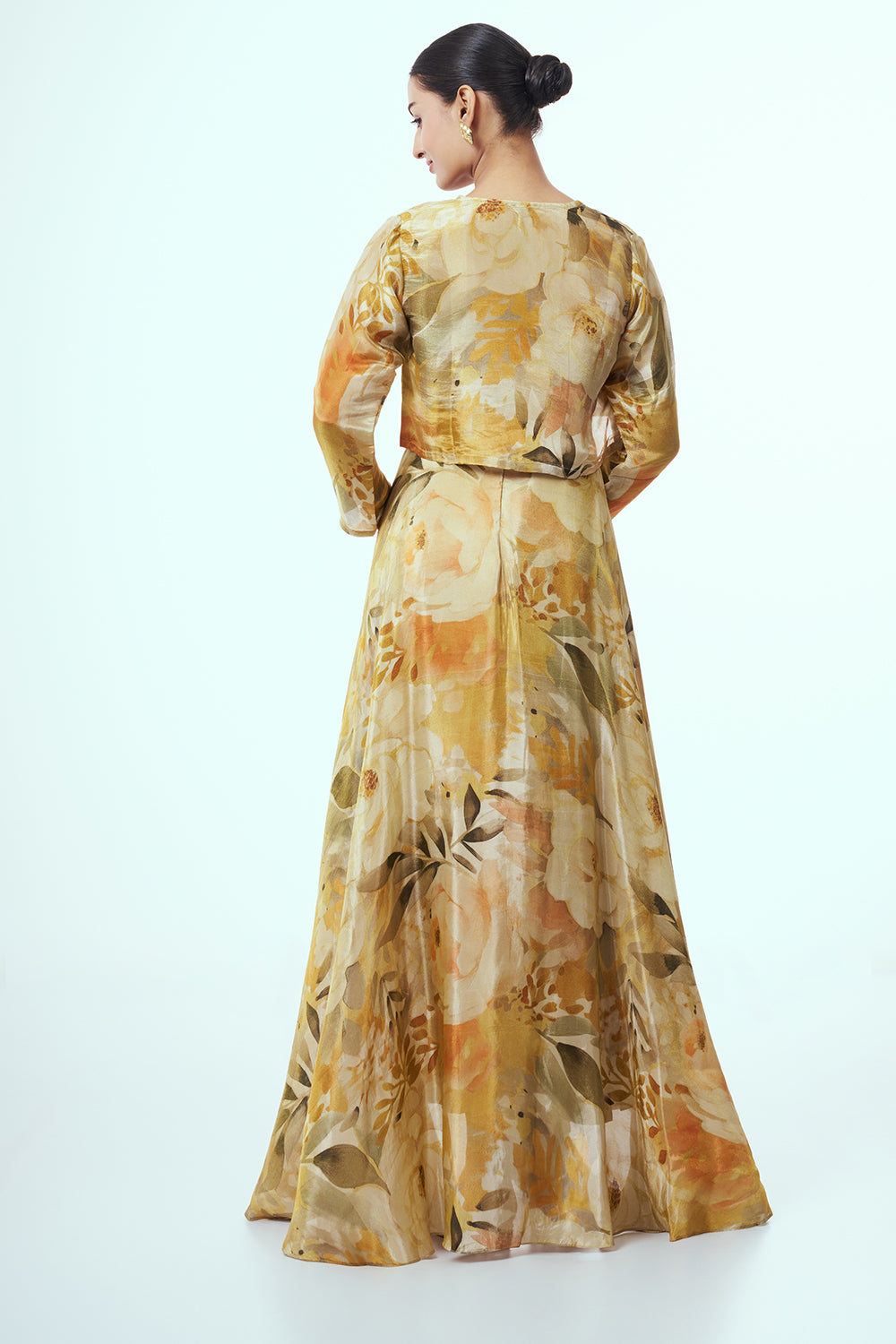 Multicolour Shimmer Contemporary Gown with Cutdana work