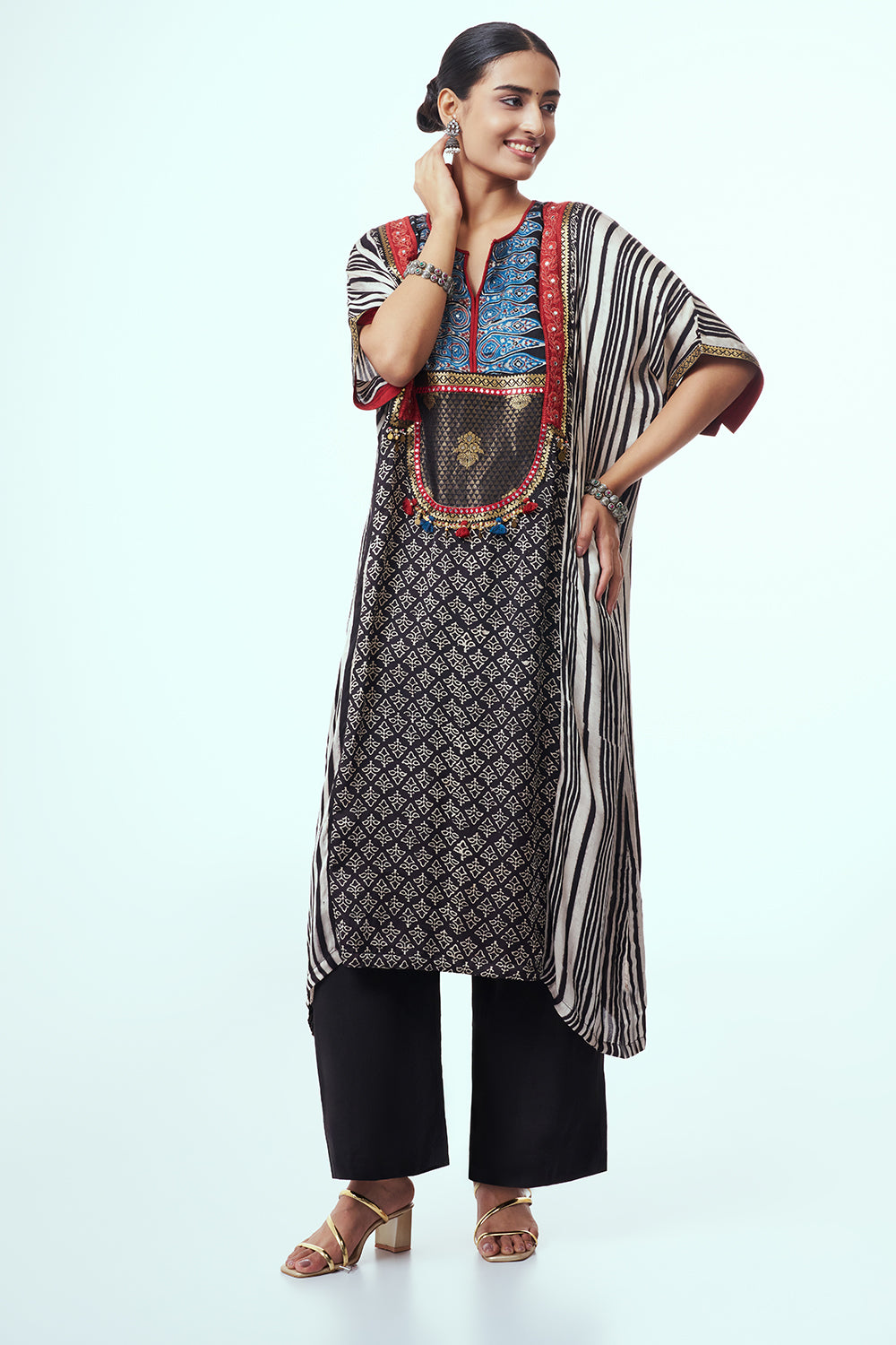 Multicoloured Modal Indo Western with Bead Work