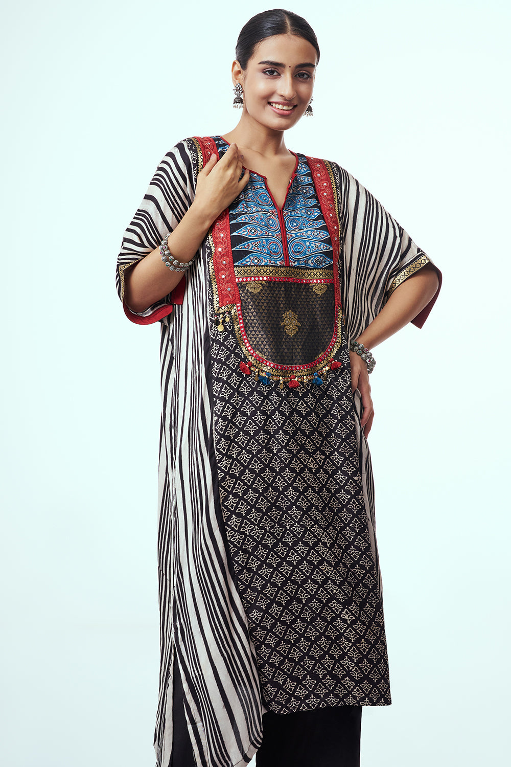 Multicoloured Modal Indo Western with Bead Work