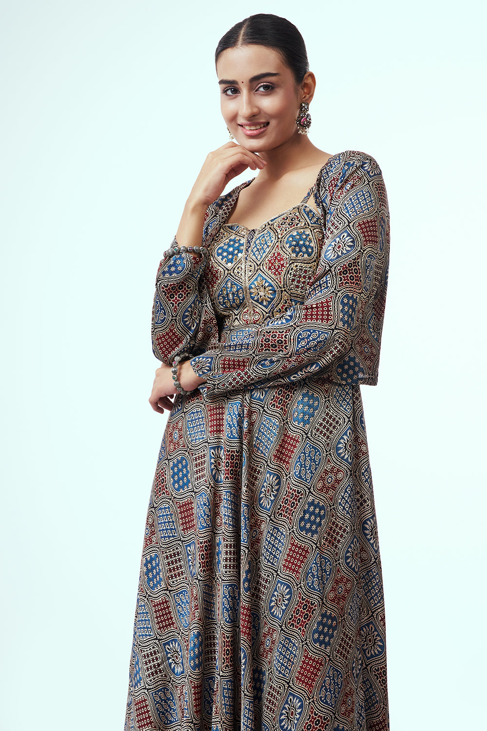 Multicoloured Modal Indo Western with Cutdana Work