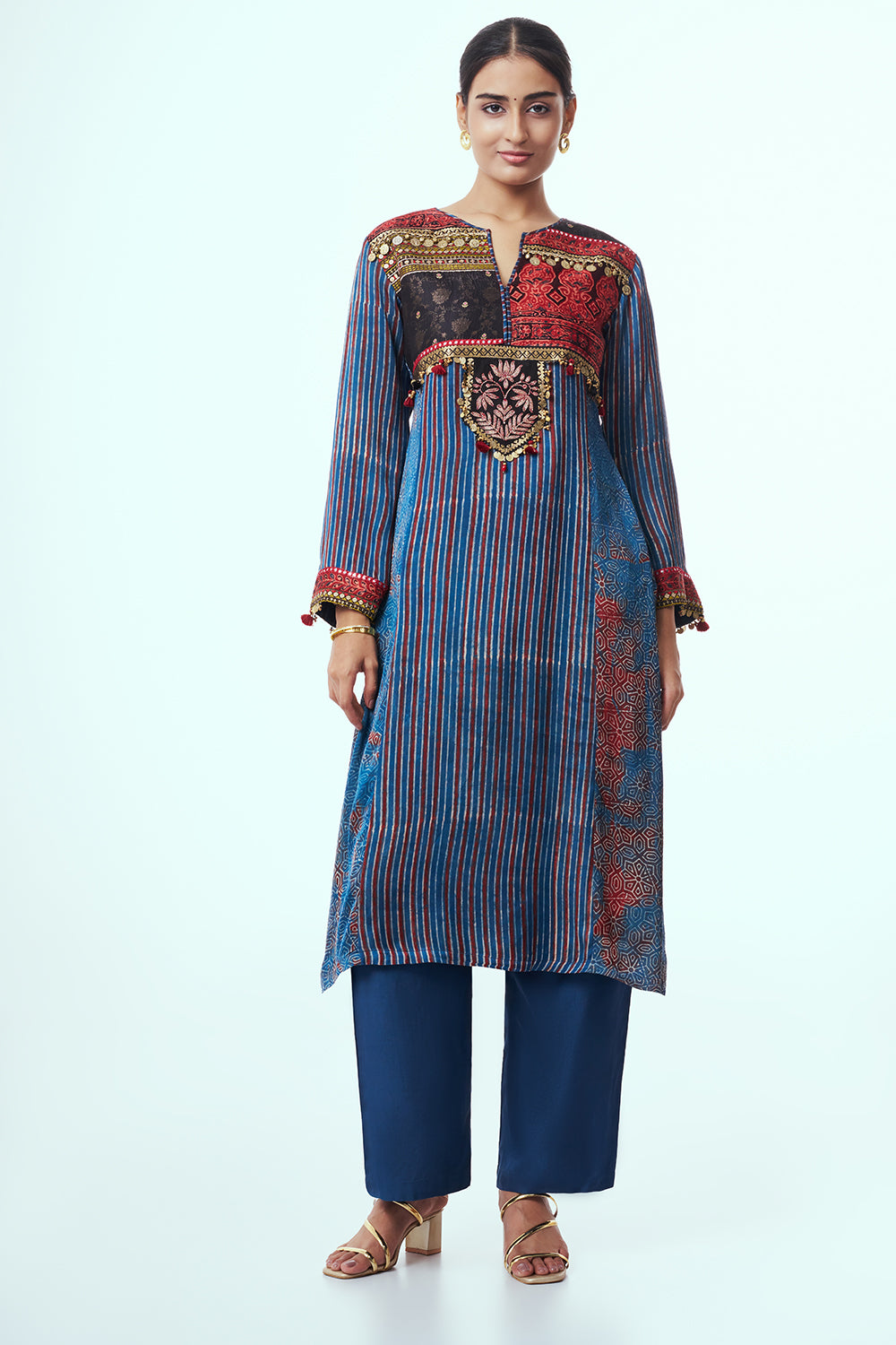 Multicoloured Modal Indo Western with Stone Work