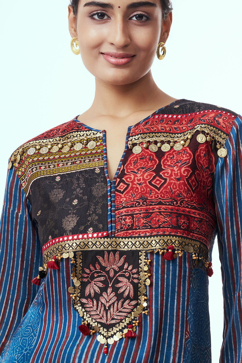 Multicoloured Modal Indo Western with Stone Work