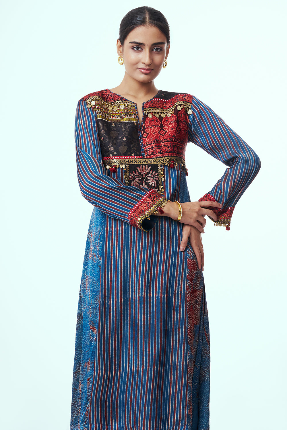 Multicoloured Modal Indo Western with Stone Work